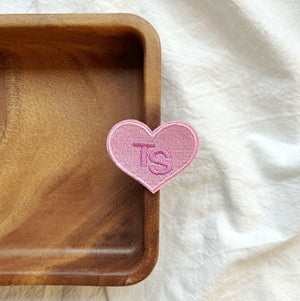 Pink Heart Embroidery Patch