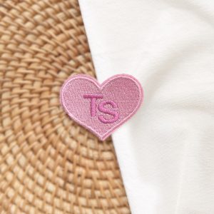 Pink Heart Embroidery Patch