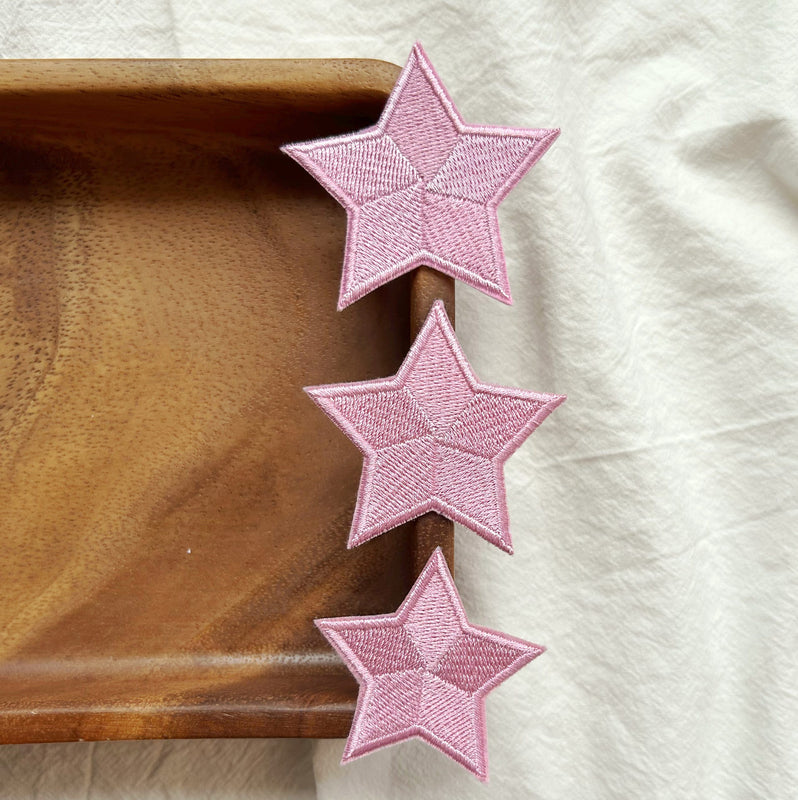 Pink Star Embroidery Patch 3pcs