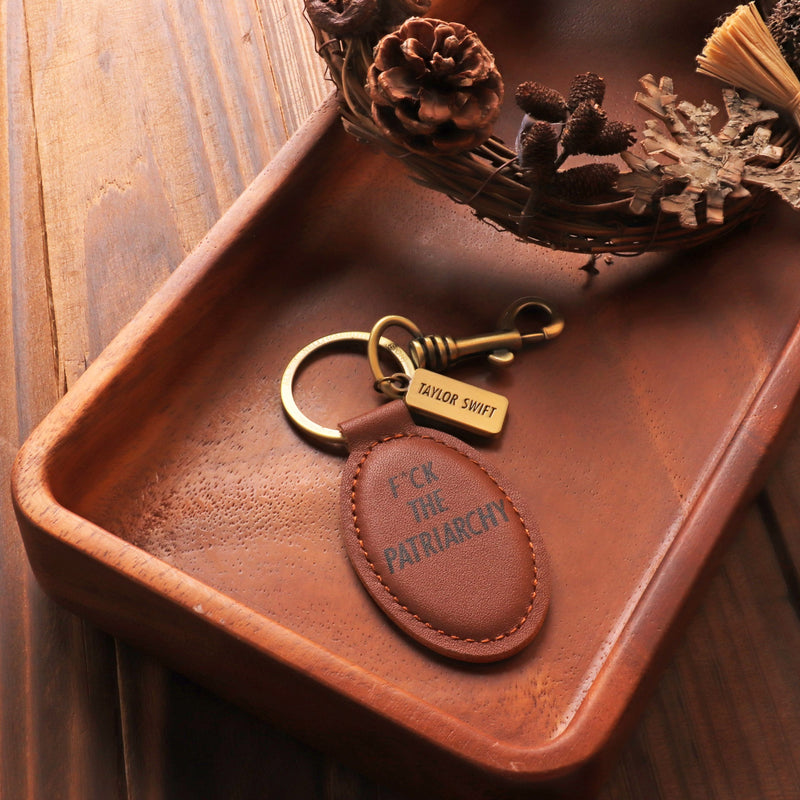 Leather Fuck The Patriarchy Keychain