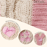 Pink Star Embroidery Knitting Cream Cardigan