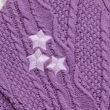 Purple Star Embroidery Knitting Cardigan