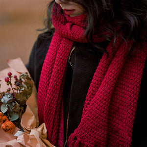 Red Inspired Tasseled Scarf