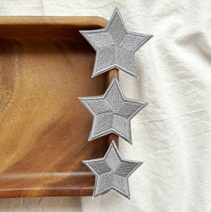 Silver Star Embroidery Patches 3pcs