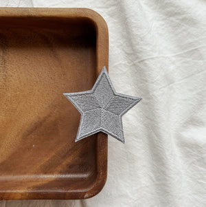 Silver Star Embroidery Patches 3pcs