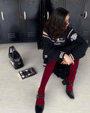 Silver Star Snake Embroidery Knitting Black Cardigan