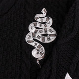 Silver Star Snake Embroidery Knitting Black Cardigan