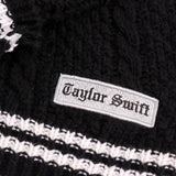 Silver Star Snake Embroidery Knitting Black Cardigan