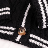 Silver Star Snake Embroidery Knitting Black Cardigan