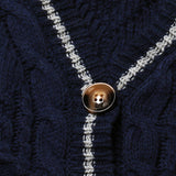 Silver Star Embroidery Knitting Navy Cardigan