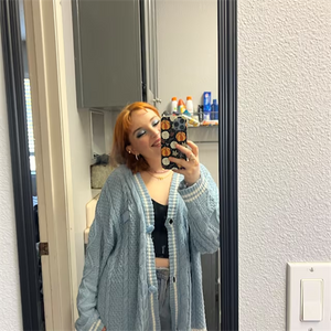 Blue Star Embroidery Knitting Cardigan