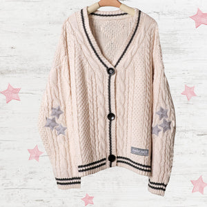 Silver Star TS Embroidery Knitting Cream Cardigan