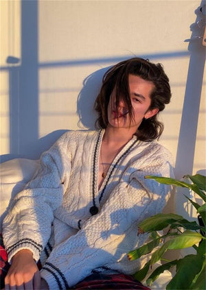 Silver Star TS Embroidery Knitting Cream Original Cardigan