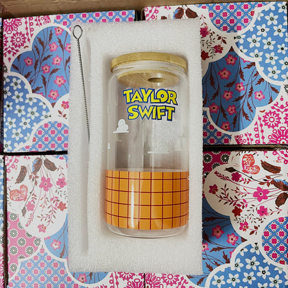 TS Checkered Glass Cup