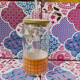 TS Checkered Glass Cup