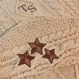 Brown Star Embroidery Knitting Beige Cardigan