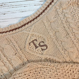 Brown Star Embroidery Knitting Beige Cardigan