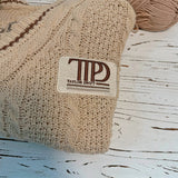 Brown Star Embroidery Knitting Beige Cardigan