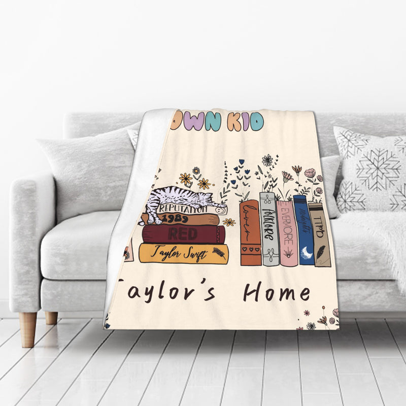 Cat with Books Blanket
