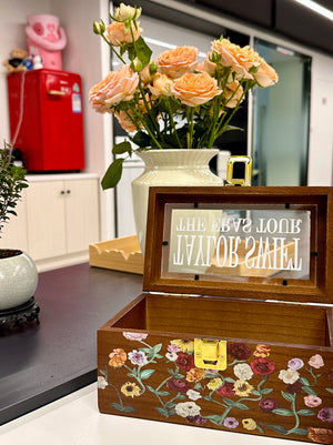 Wildflowers Print Wood Storage Box for Friendship Bracelet