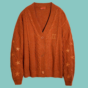 Showgirls Stars Embroidery Orange Original Cardigan