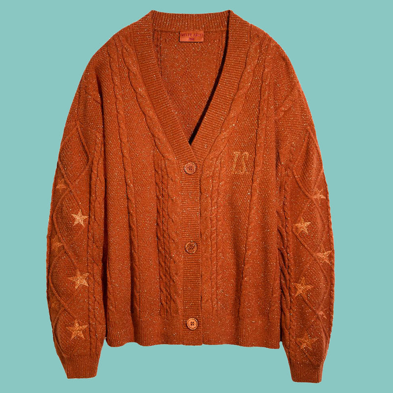 Showgirls Stars Embroidery Orange Original Cardigan