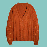 Pre-sale Showgirls Stars Embroidery Orange Cardigan